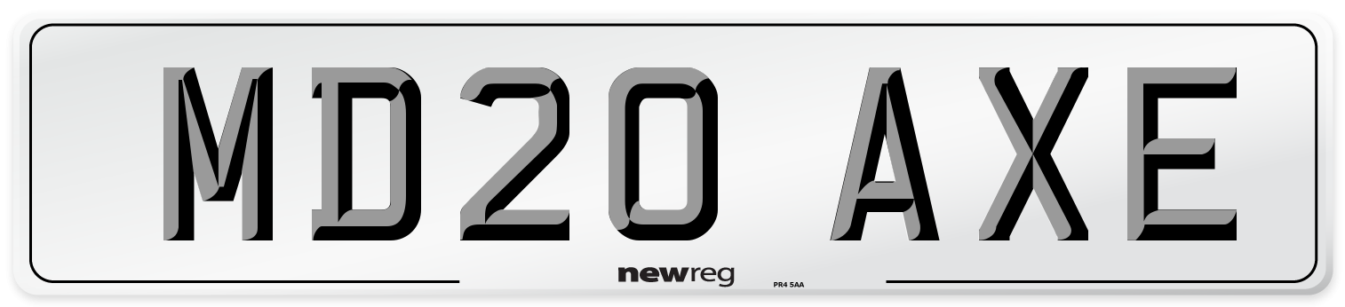 MD20 AXE Number Plate from New Reg
